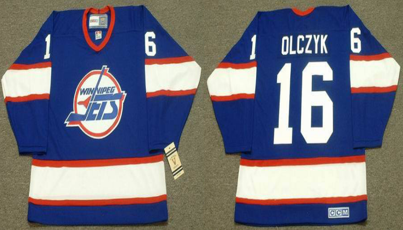 2019 Men Winnipeg Jets 16 Olczyk blue CCM NHL jersey